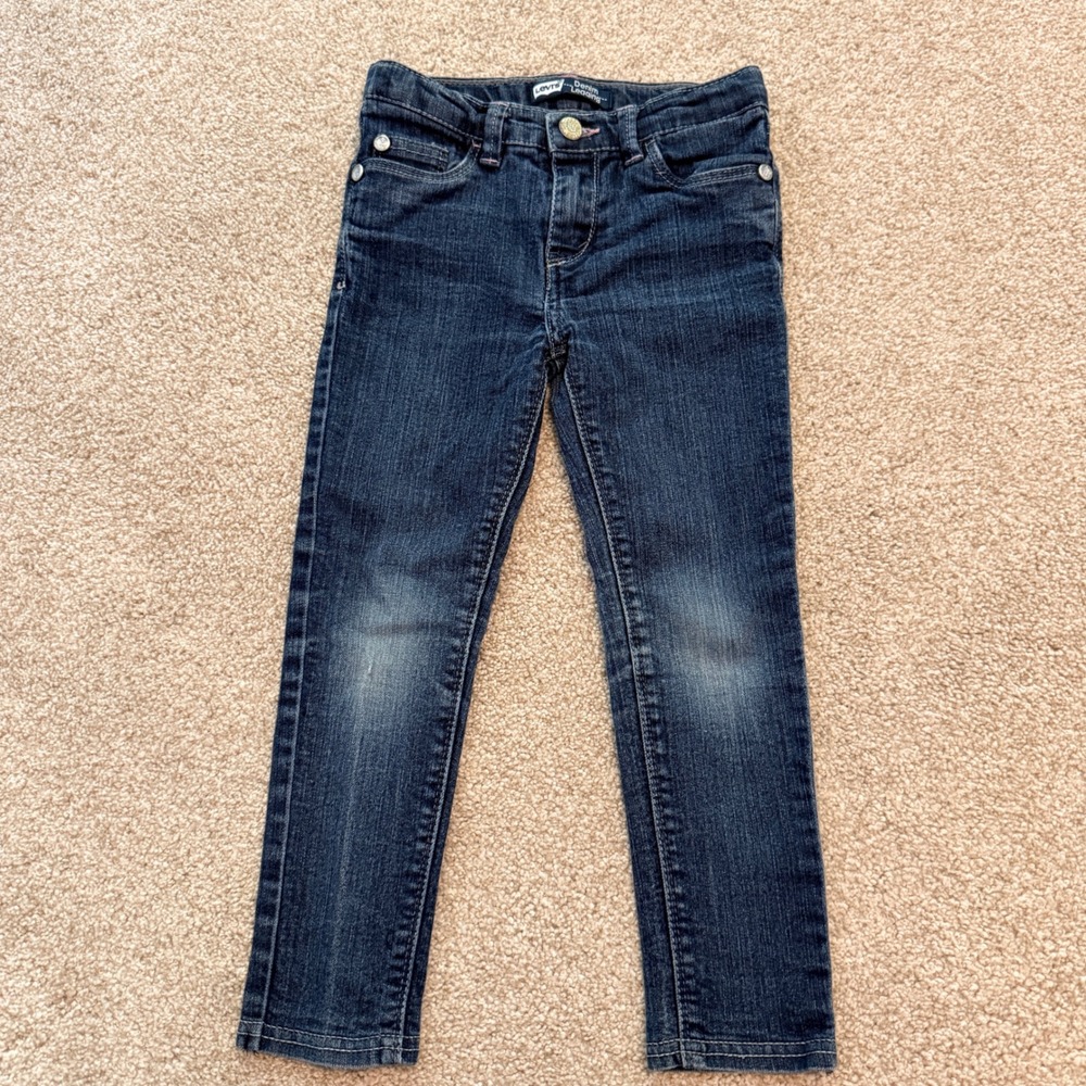 Levi's Denim Legging Kids Size 5 Dark Wash Butterfly Sequin Embellished Jeans